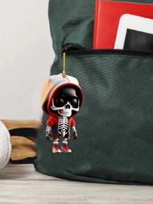 1pc Cool Skull Boxing Keychain With Buckle And Rope - Orange - View 1