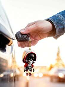 1pc Cool Skull Boxing Keychain With Buckle And Rope - Orange - View 4