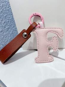 1pc Ladies' Multicolor Letter Pu Leather Bag Charm Keychain Pendant, Suitable For Daily Use