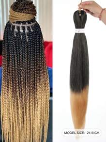 编织头发预拉伸 26 英寸假发，适用于非洲钩针编织辫子，合成假发 DIY 粉色桃红黄棕紫灰黑色大辫子 - 彩色 - 查看 5
