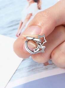 1pair Star Shaped Pendant Earrings Suitable For Daily Wear - Silver - View 3