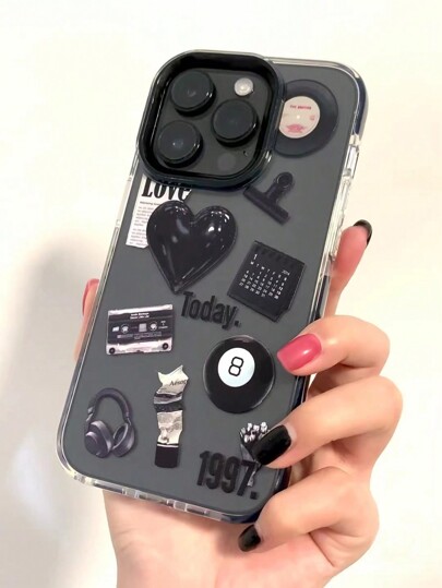 1pc Dual-Color Transparent Black Edge Cool Heart-Shaped Anti-Drop Soft TPU+PC Protective Phone Case Compatible With IPhone 13 14 15 Pro Max 16 16 Pro 16 Pro Max 16E 17 17 Pro 17 Air 17 Pro Max, IPhone 11 12 Pro Max X XR XS Max 7 Plus 8 Plus 13 Mini 12 Mini 6S Plus, 11 Pro Max 14 Pro 14 Plus 15 Plus, Fashionable Couple Design