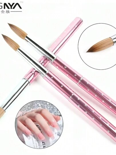 Pincel para acrilico rose gold tipo kolinsky Diferentes numeros  50% kolinsky 50% sintetico 1 pz