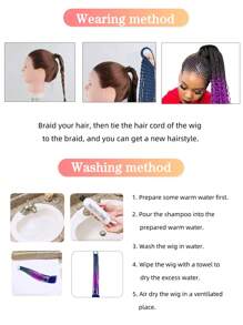 SHDanrtsey 凌亂辮子髮圈,可愛彩色辮子馬尾,彩色辮子馬尾,彩色凌亂辮子馬尾頭飾fqxbmw-黑色銀灰 - 漸層 - 查看 4