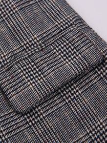 Tween Boy's Checkered Single-Breasted Blazer And Vest Suit, Suit Trousers And Bowtie Set Without Shirt - Grey - View 9