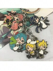 Llavero Accesorio Vocaloid Miku Rin Len voces Kawai Anime - Plateado - Ver 2