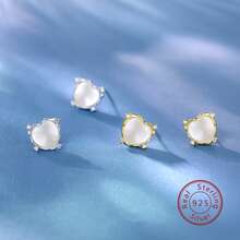 1雙純銀個性化愛心設計耳釘,酷配件適用於時尚女性