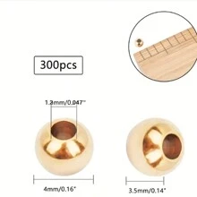 300pcs 4mm 14k Gold-Plated Stainless Steel Beads Durable Smooth Round Spacer Beads For Diy Hawaiian Summer Jewelry Making, Including Necklaces, Bracelets And Earrings - Gold - View 8