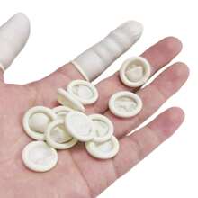 200入組加厚一次性乳膠指套,採用耐磨橡膠材料,用於家庭清潔防滑指套保護成人 - 白色 - 查看 4