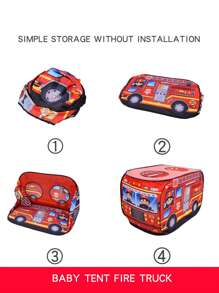 Fire Truck Tent For Kids, Indoor Playhouse Toy Car Game House, Foldable Popup Play Tent House For Boys And Girls 0-9 Years Old,Christmas Tent,Girls Toys Age 9,Baby Tent House,Tent For Children,Baby Toys For Boys,Baby Girl Toys>Kids Play Tents,Kids Tent,Tent,Tent For Kids,Kids Tent,Christmas,Tent - Red - View 3