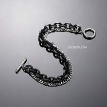 Fashionable Men's Stainless Steel Double Layer Bracelet Punk Style Jewelry Gift