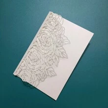 1pc Ivory Shiny Petal Trifold Paper Wedding Invitation Card - Multicolor - View 6