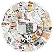 50pcs Newspaper Style Graffiti Stickers - Multicolor - View 9