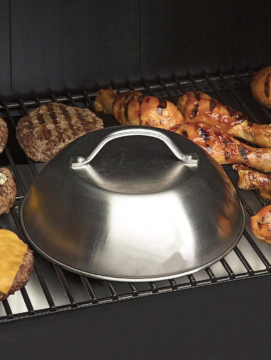 Cloche à Hamburger En Inox Avec Couvercle - Pour Fondre Le Fromage Au Barbecue, Diamètre Environ 14 Cm
