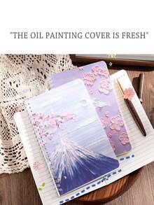 1本a5/a7隨機顏色螺旋筆記本,啟發靈感的油畫風景繪畫筆記本,適用於小學和初中學生,作為日記,練習,記事本,厚實線條的期刊 - 彩色 - 查看 5