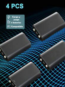 Cargador Externo Con Cuatro Pilas Recargables Compatibles con Consola Series X|S /One/One S/X/Controller - Negro - Ver 6