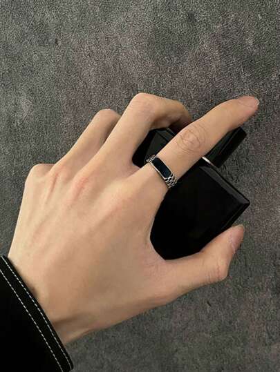 1pc Fashionable Drip Oil Open Ring, Suitable For Men And Women For Daily Wear