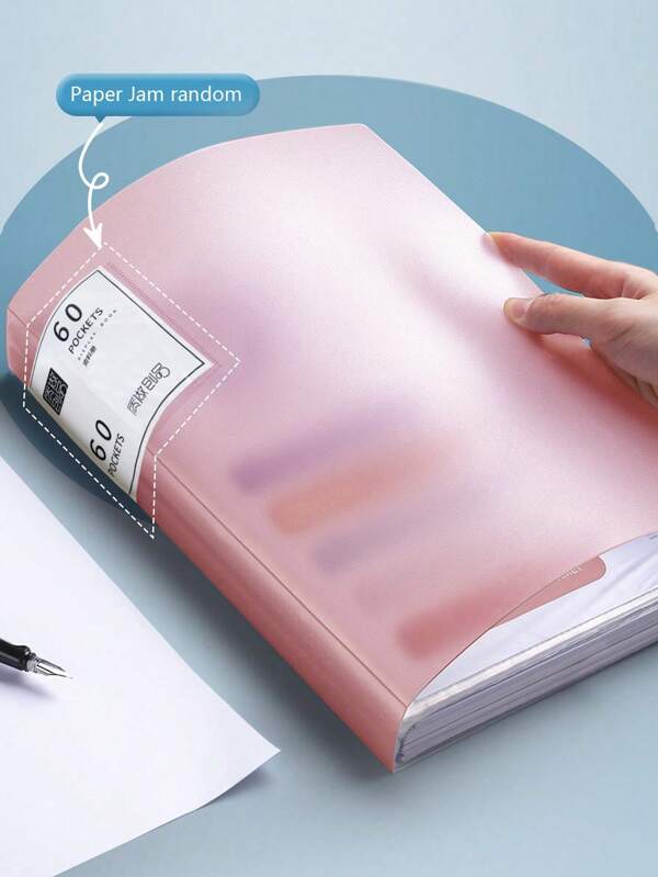 1pc A4 Binder Folder For Certificate/Receipt Collecting With 60/40/20 Pages, Semi-Transparent, Random Cardstock On Cover, Suitable For Sheet Music Back To School,School Supplies