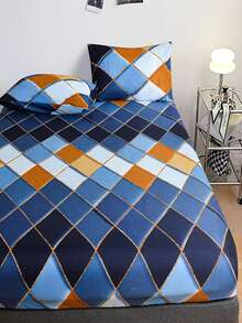 Printed Fitted Sheet Set For Home Use - Multicolor - View 6