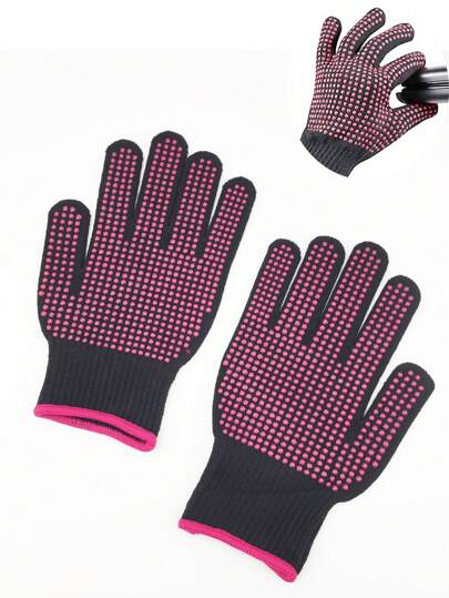 2pcs/1pc Hairdressing Salon Silicone Pearled Perm Curling Iron Straightener With Heat Resistant Gloves