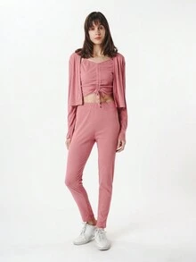 Set deportivo unicolor 3 piezas - Rosa - Ver 1