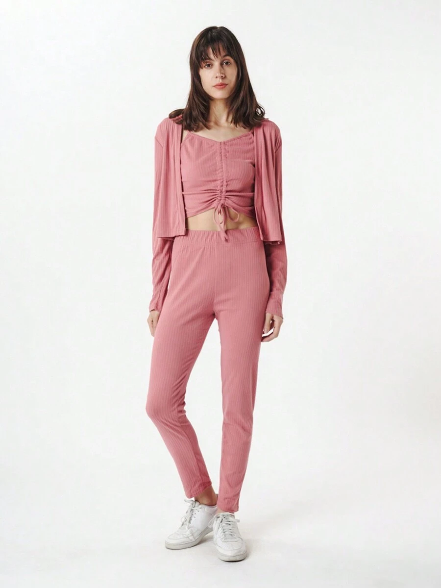 Set deportivo unicolor 3 piezas - Rosa - Ver 1