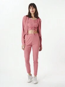 Set deportivo unicolor 3 piezas - Rosa - Ver 3