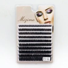 80d Dramatic And Thick Eyelashes, 200 Strands, Segmented, 12mm Mixed Length D Curl, Cluster Style, Lashes Can Be Diy Grafted - Black - View 2