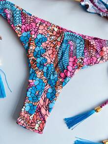 Printed Fringed Bikini Set Summer - Multicolor - View 5
