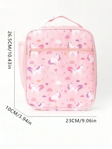 1pc Children Girls Boys Cute Cartoon Prints Large Capacity Multi-Functional Thermal Insulation Adjustable Openable Children's Handbag Lunch Bag Travel Storage Bag Suitable For Outdoor Picnic Students - Pink - View 6