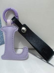 1pc Ladies' Multicolor Letter Pu Leather Bag Charm Keychain Pendant, Suitable For Daily Use