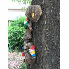 Conjunto De Estatuas De Enanitos Con Rostro De Árbol De Resina De 34 Cm De Altura Para Decoraciones De Jardín Creativas, Artesanías De Resina Para Exteriores - cara de arbol - Ver 5