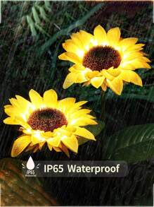 1入組/3頭LED太陽花式太陽能燈，適用於花園草坪庭院，景觀燈，家居裝飾花燈，室外燈，花園燈 - 黃色 - 查看 6