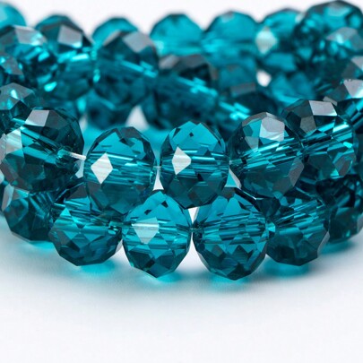 60pcs 8mm Faceted Crystal Beads, Transparent Glass Beads For DIY Bracelet, Necklace, Earring Jewelry Making (Blue Hole)