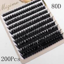 80d Thick And Dramatic 200 Strands Graduated False Eyelashes, 14mm Mixed Lengths, D Curl Cluster Lashes For Diy Extension Makeup - Black - View 3