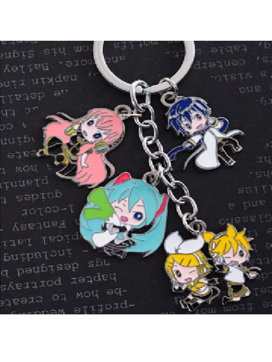 Llavero Accesorio Vocaloid Miku Rin Len voces Kawai Anime - Plateado - Ver 1
