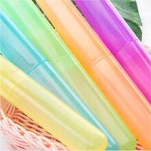 3pcs/pack Portable Outdoor Plastic Matte Candy Colored Toothbrush Holder - Pink - View 7