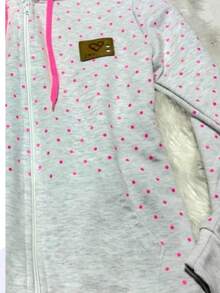 Sudadera  Ligera con Capucha y Cremallera de Fresh Terry con Estampado de Puntos - Gris - Ver 2