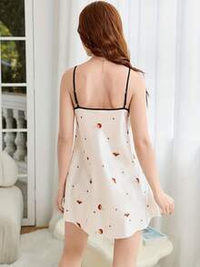 白底紅蘑菇印花背心睡裙 - 白色 - 查看 2