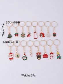16pcs Zinc Alloy Christmas Theme Drop Oil Keychain - Multicolor - View 4
