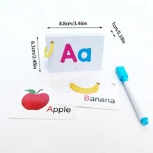 Alphabet Flash Cards - Write And Wipe Laminated ABC Letter Tracing Practice Card For KindergartenSchool, Student,Stationery,School Supplies - Multicolor - View 5