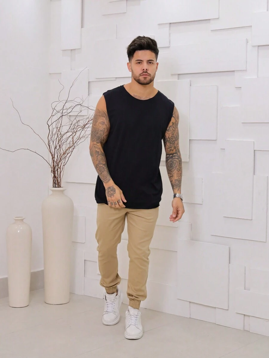Men Tank Tops - Black - View 1