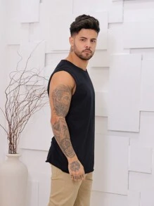 Men Tank Tops - Black - View 3