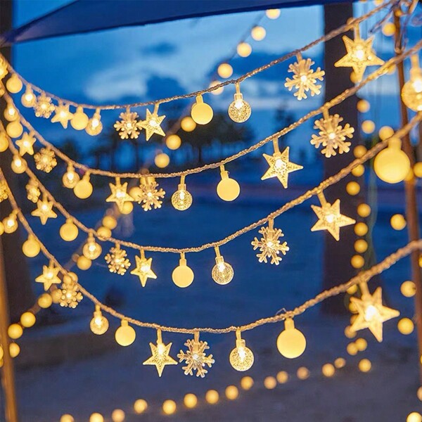 Christmas/Autumn Decoration Led Star String Lights, Flashing Colorful Lights, Ideal For Christmas Treeschristmas Decor Christmas Gift Thanksgiving Christmas Tree Decor Ornaments Christmas Light Bedroom Decor Home Decor Party Decor Holiday Festival Room Decor