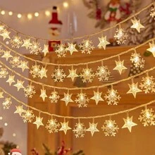 Christmas/Autumn Decoration Led Star String Lights, Flashing Colorful Lights, Ideal For Christmas Treeschristmas Decor Christmas Gift Thanksgiving Christmas Tree Decor Ornaments Christmas Light Bedroom Decor Home Decor Party Decor Holiday Festival Room Decor