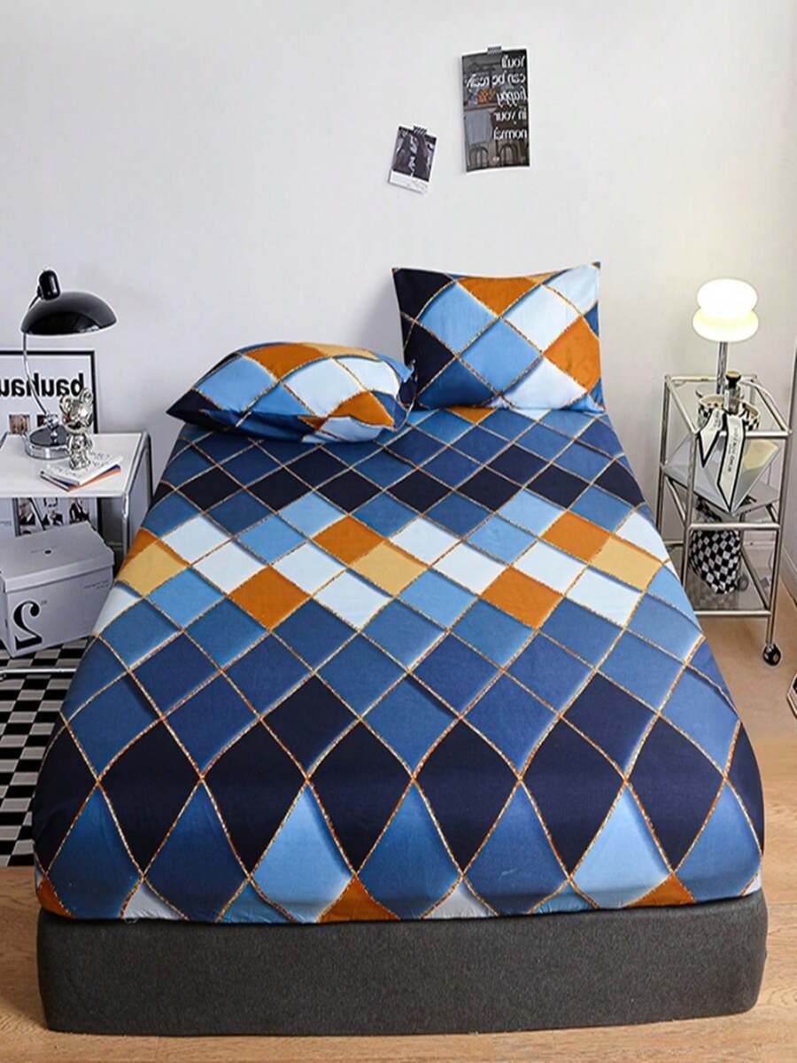 Printed Fitted Sheet Set For Home Use - Multicolor - View 1