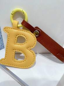 1pc Ladies' Multicolor Letter Pu Leather Bag Charm Keychain Pendant, Suitable For Daily Use