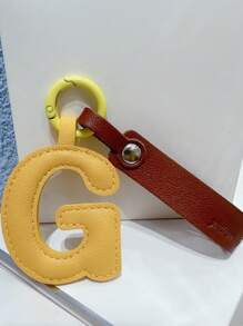 1pc Ladies' Multicolor Letter Pu Leather Bag Charm Keychain Pendant, Suitable For Daily Use