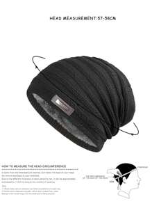 1入組中性滑雪帽,Y2K風格冬天保暖針織帽帶標籤適合男士&女性,戶外運動&日常穿著 - 黑色 - 查看 3