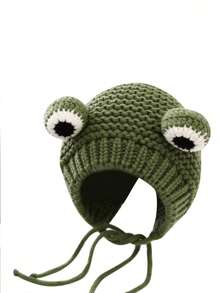 1入組綠色青蛙形狀針織帽